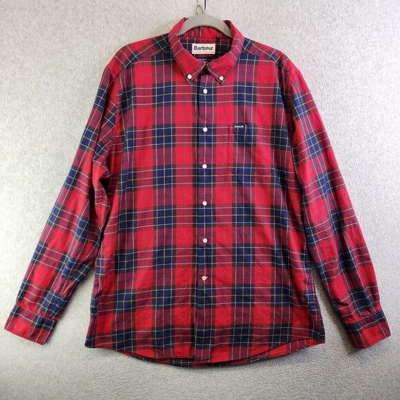Barbour Other - Barbour Shirt Mens L Red Blue Plaid Wetheram Tailored Fit London Office